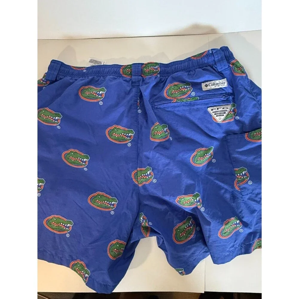Columbia PFG Florida Gators Swim Trunks Mens Large Blue All Over Print Shorts NC